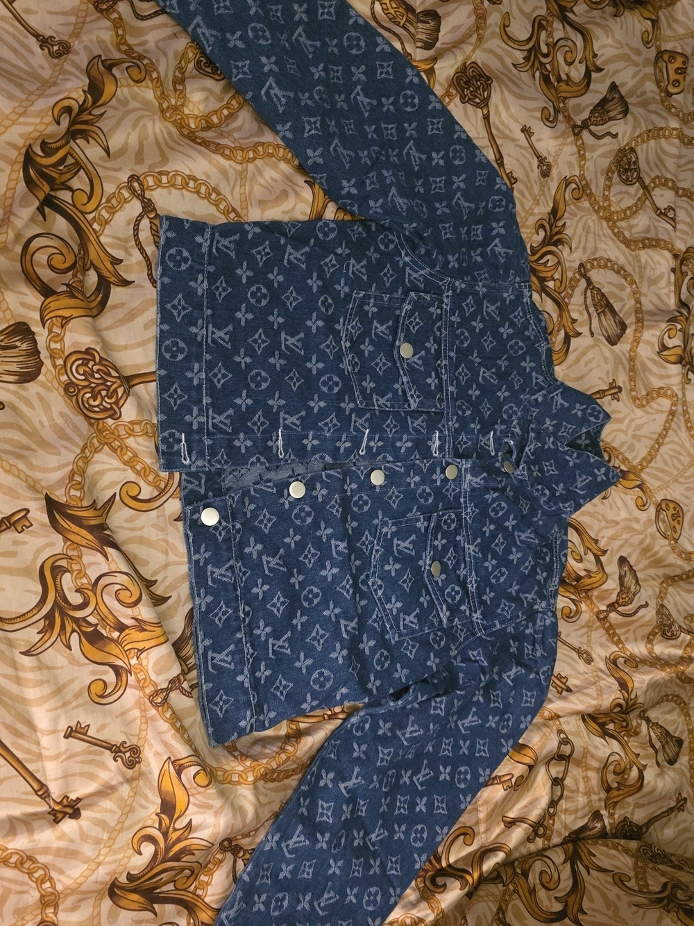Blue Denim Monogram Button-Up Jacket - Men